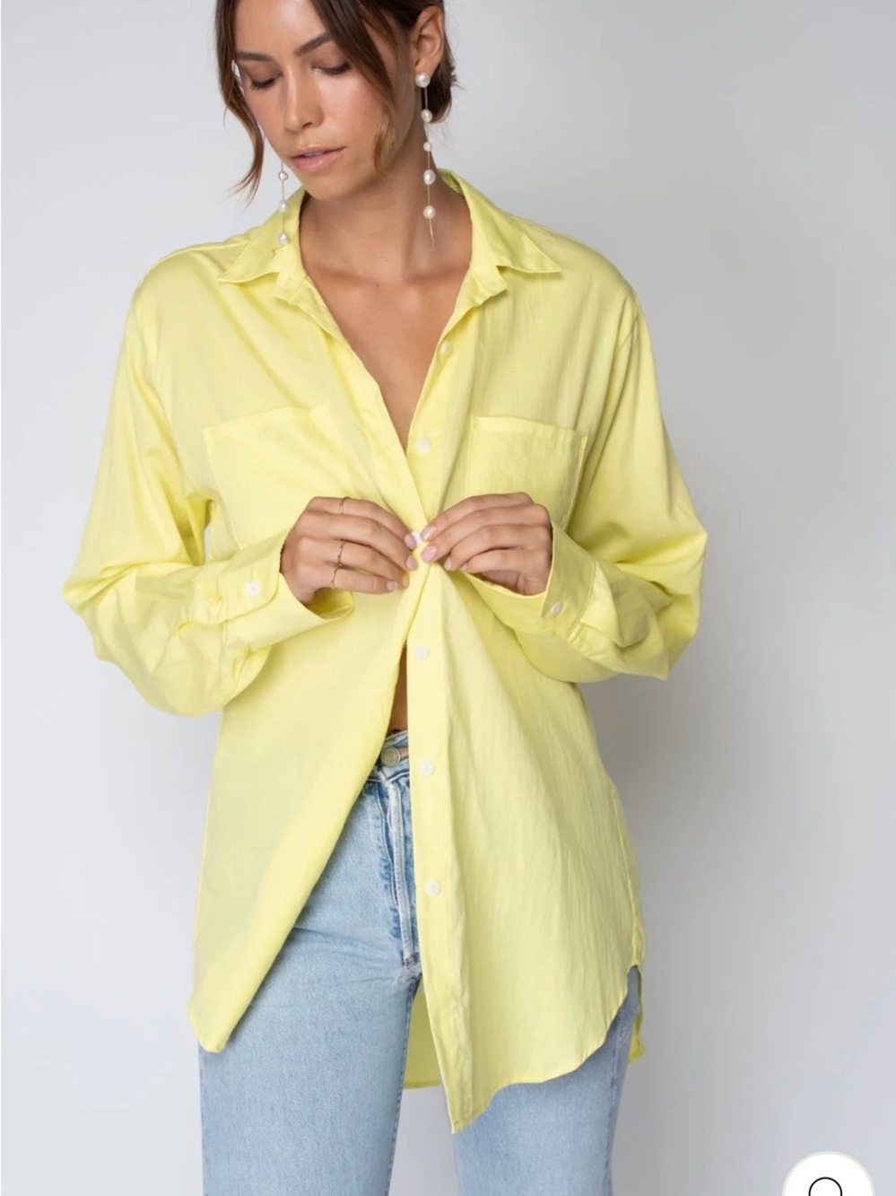 Relaxed Yellow Button-Down Shirt with Chest Pockets